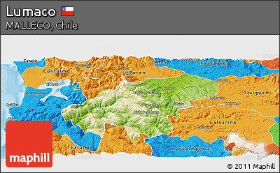 Physical Panoramic Map of Lumaco, political outside