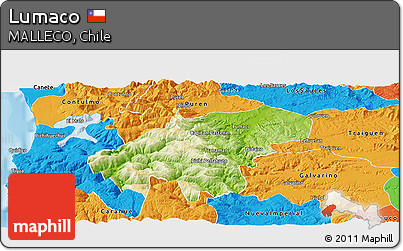 Physical Panoramic Map of Lumaco, political outside