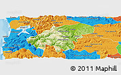 Physical Panoramic Map of Lumaco, political outside