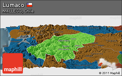 Political Panoramic Map of Lumaco, darken