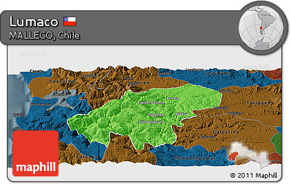 Political Panoramic Map of Lumaco, darken
