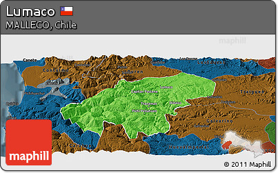 Political Panoramic Map of Lumaco, darken