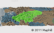 Political Panoramic Map of Lumaco, darken, semi-desaturated