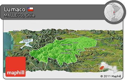 Political Panoramic Map of Lumaco, satellite outside
