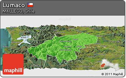 Political Panoramic Map of Lumaco, satellite outside