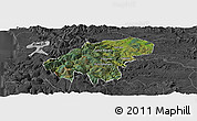 Satellite Panoramic Map of Lumaco, darken, desaturated