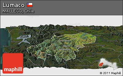 Satellite Panoramic Map of Lumaco, darken