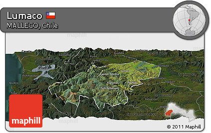 Satellite Panoramic Map of Lumaco, darken