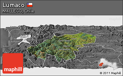 Satellite Panoramic Map of Lumaco, desaturated
