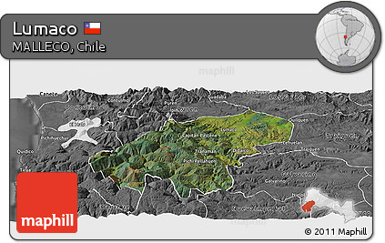 Satellite Panoramic Map of Lumaco, desaturated