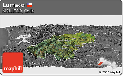 Satellite Panoramic Map of Lumaco, desaturated
