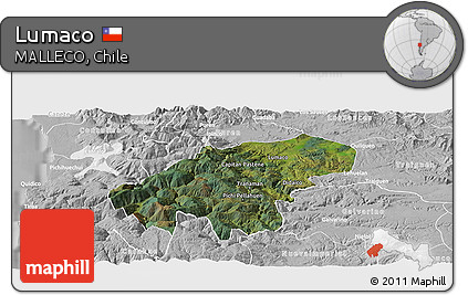 Satellite Panoramic Map of Lumaco, lighten, desaturated