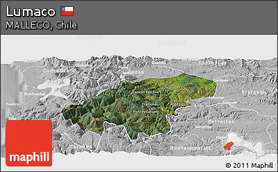 Satellite Panoramic Map of Lumaco, lighten, desaturated