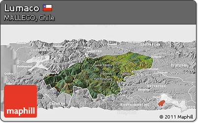 Satellite Panoramic Map of Lumaco, lighten, desaturated