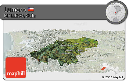 Satellite Panoramic Map of Lumaco, lighten