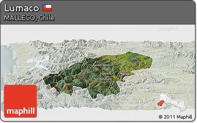 Satellite Panoramic Map of Lumaco, lighten