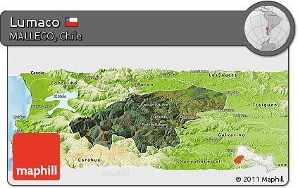 Satellite Panoramic Map of Lumaco, physical outside