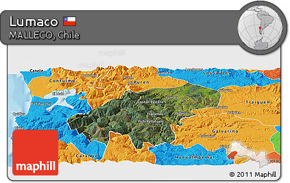 Satellite Panoramic Map of Lumaco, political outside
