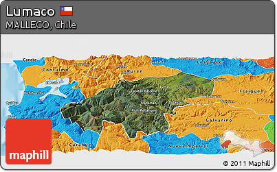 Satellite Panoramic Map of Lumaco, political outside