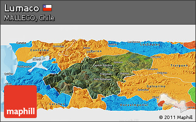 Satellite Panoramic Map of Lumaco, political outside