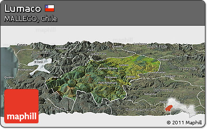 Satellite Panoramic Map of Lumaco, semi-desaturated
