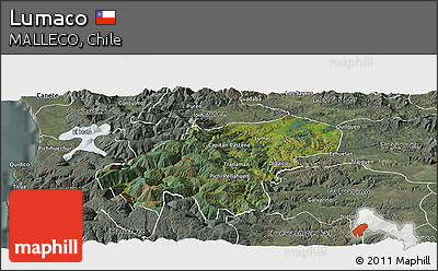 Satellite Panoramic Map of Lumaco, semi-desaturated