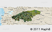 Satellite Panoramic Map of Lumaco, shaded relief outside