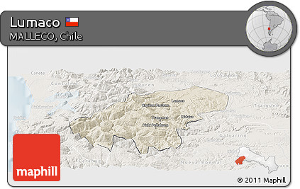 Shaded Relief Panoramic Map of Lumaco, lighten