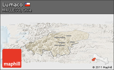 Shaded Relief Panoramic Map of Lumaco, lighten