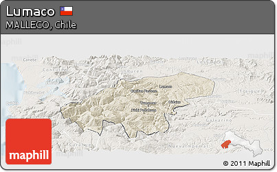 Shaded Relief Panoramic Map of Lumaco, lighten