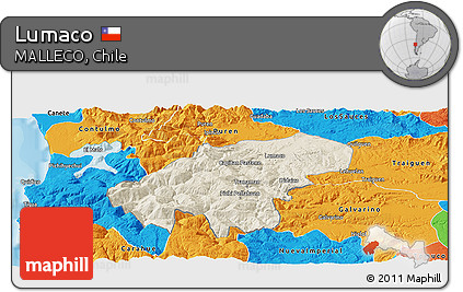 Shaded Relief Panoramic Map of Lumaco, political outside