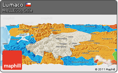 Shaded Relief Panoramic Map of Lumaco, political outside
