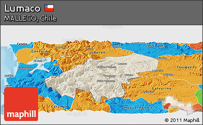Shaded Relief Panoramic Map of Lumaco, political outside