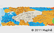 Shaded Relief Panoramic Map of Lumaco, political outside