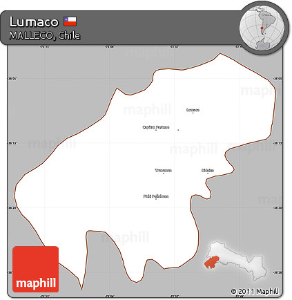 Gray Simple Map of Lumaco, cropped outside