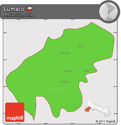 Political Simple Map of Lumaco, cropped outside