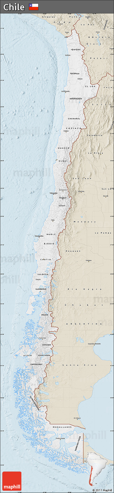 Classic Style Map of Chile