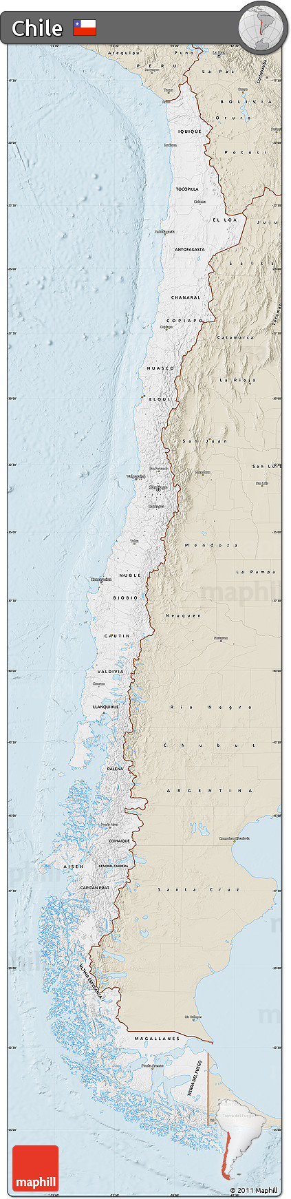 Classic Style Map of Chile