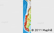 Flag Map of Chile, physical outside, bathymetry sea
