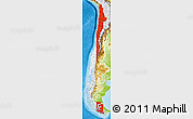 Flag Map of Chile, physical outside, flag aligned to the middle