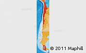 Flag Map of Chile, political shades outside, flag aligned to the middle