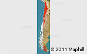 Flag Map of Chile, satellite outside, flag aligned to the middle