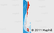 Flag Map of Chile, single color outside, bathymetry sea, shaded relief sea, flag aligned to the middle