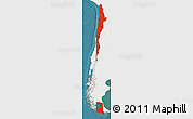 Flag Map of Chile, single color outside, satellite sea, flag aligned to the middle