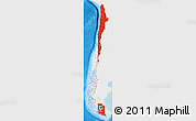 Flag Map of Chile, single color outside, shaded relief sea, flag rotated