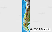 Physical Map of Chile, darken, land only