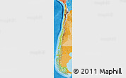 Physical Map of Chile, political shades outside