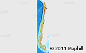 Physical Map of Chile, single color outside, bathymetry sea