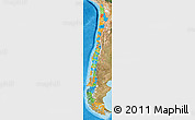 Political Map of Chile, satellite outside, bathymetry sea