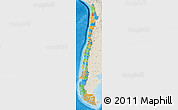 Political Map of Chile, shaded relief outside, bathymetry sea